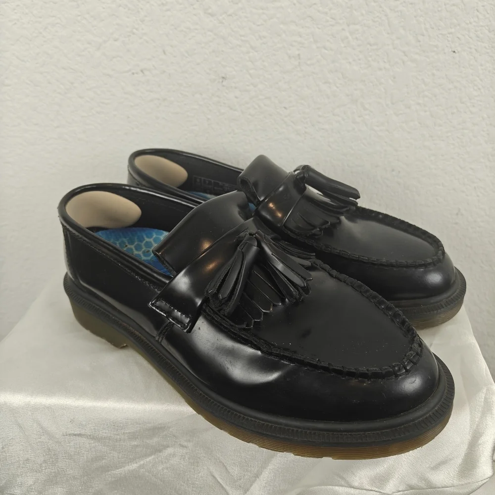 Dr. Martens Adrian Tassel Loafers Black Patent Leather Sz US 7M/8W Chunky Preppy